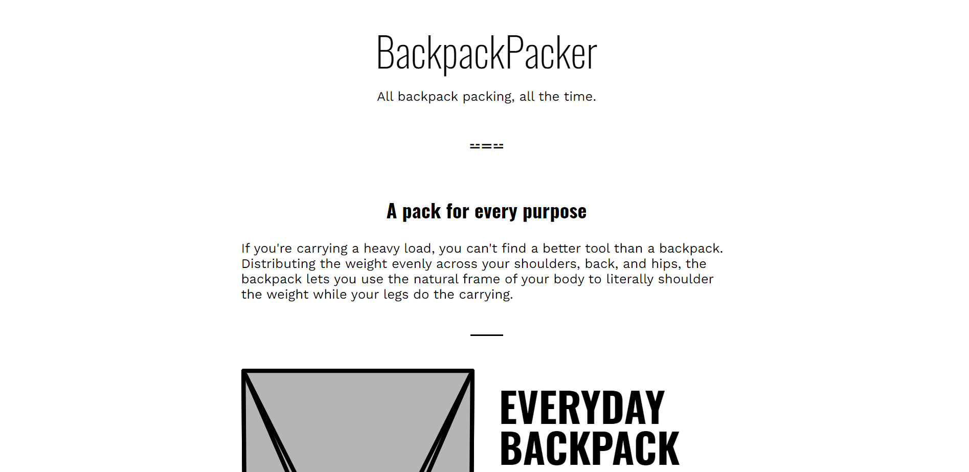 Preview of Backpack App.
